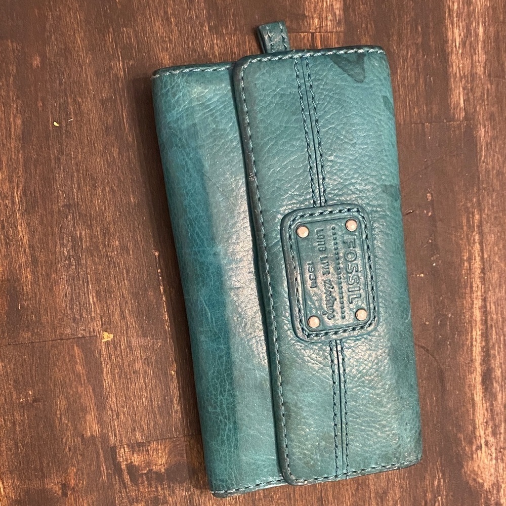 Fossil Teal Leather Wallet